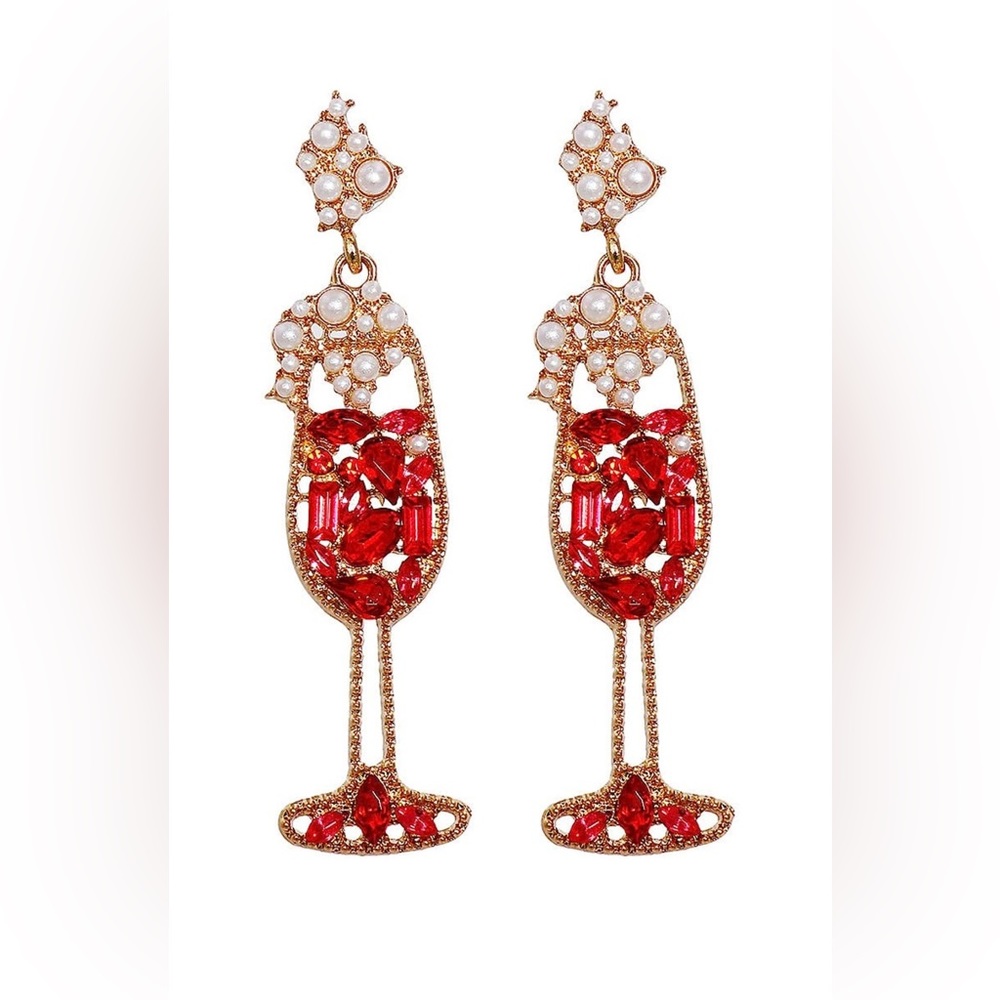 NEW Sparkling Red Wine Beaded Earrings